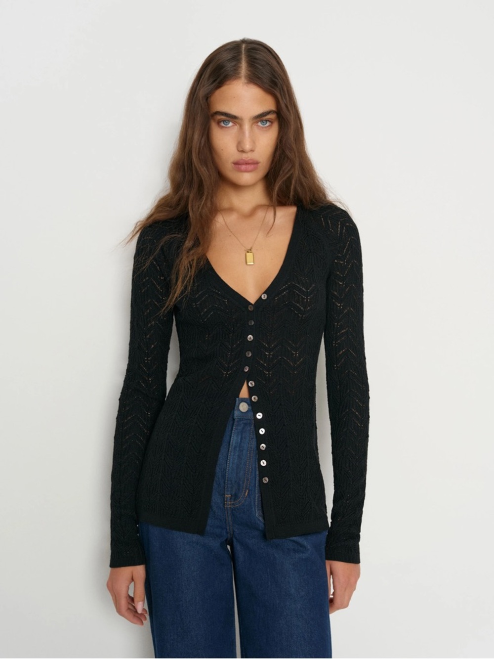 Reformation Sutton Regenerative Merino Open Knit Sweater size XS